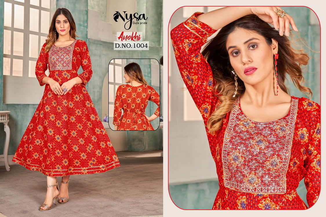 Nysa Anokhi Fancy Wear Wholesale Anarkali Kurtis Catalog